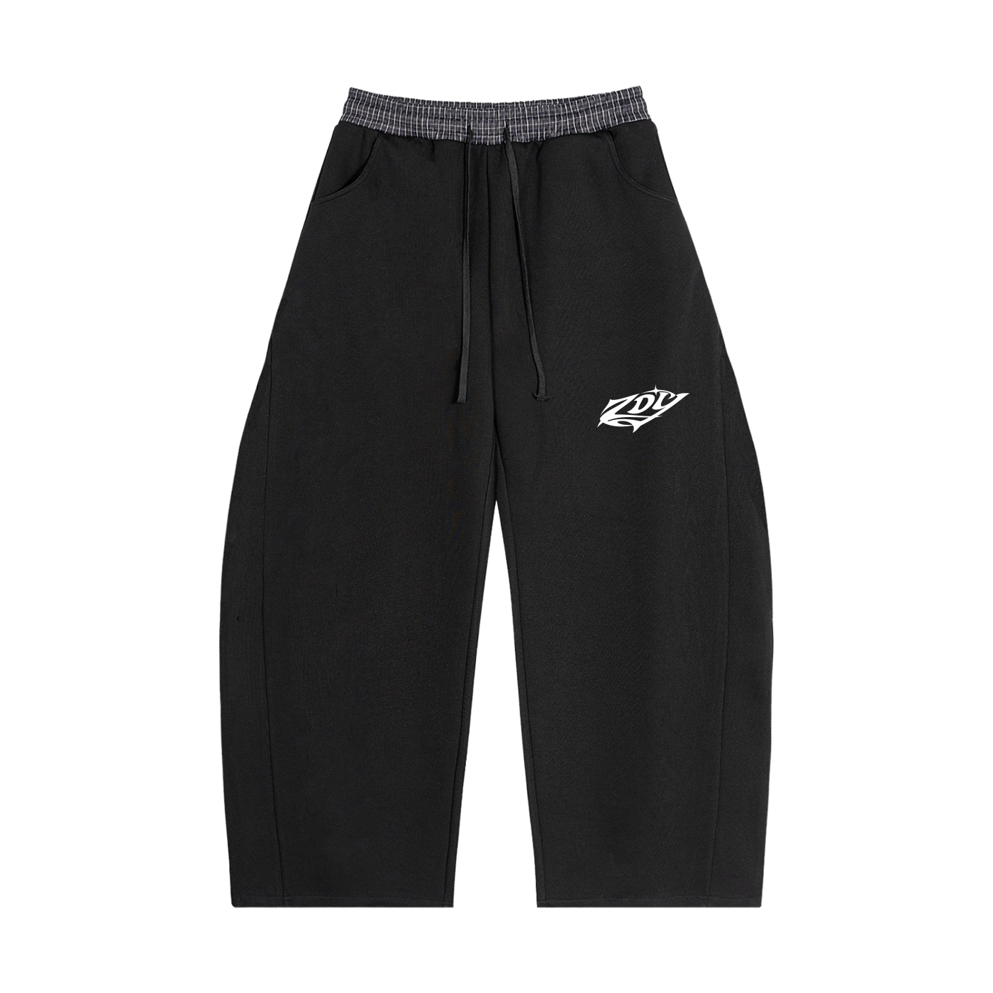 Noir Check Barrel Pants