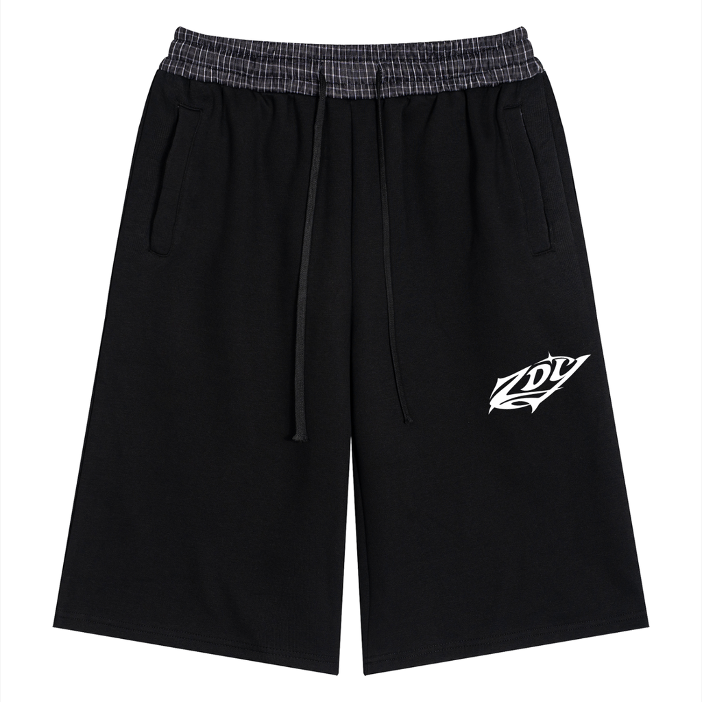 Noir Check Barrel Shorts