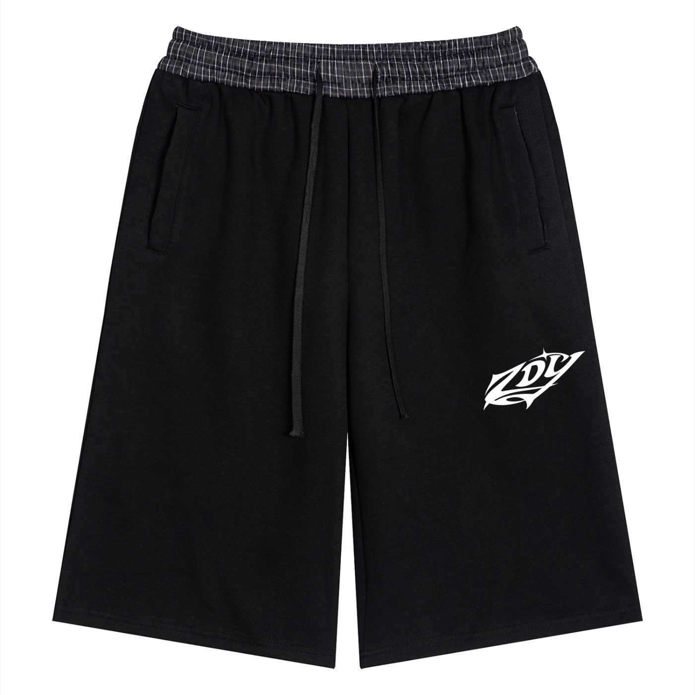 Noir Check Barrel Shorts