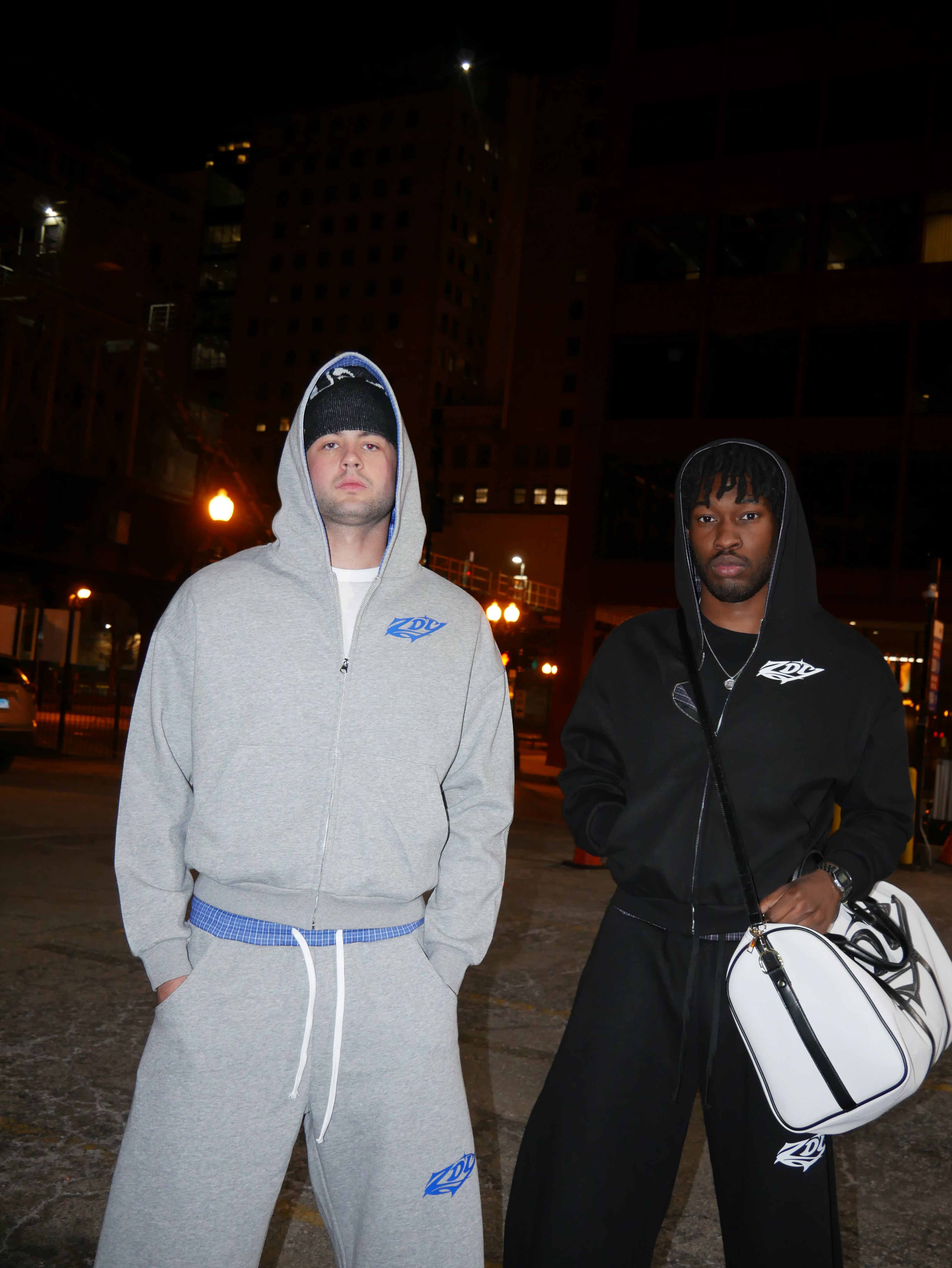 Noir Check Zip Hoodie