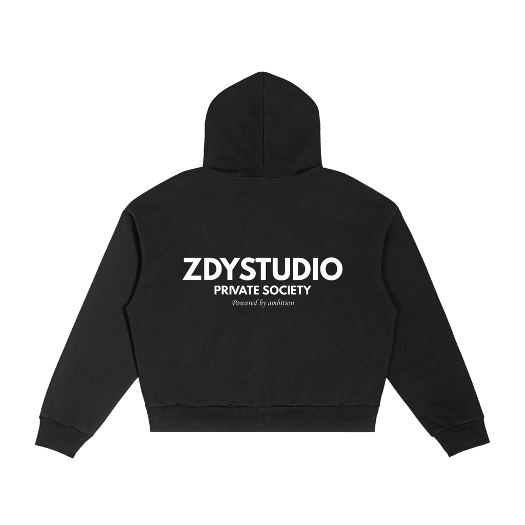 Black Check Zip Hoodie