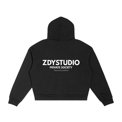 Black Check Zip Hoodie